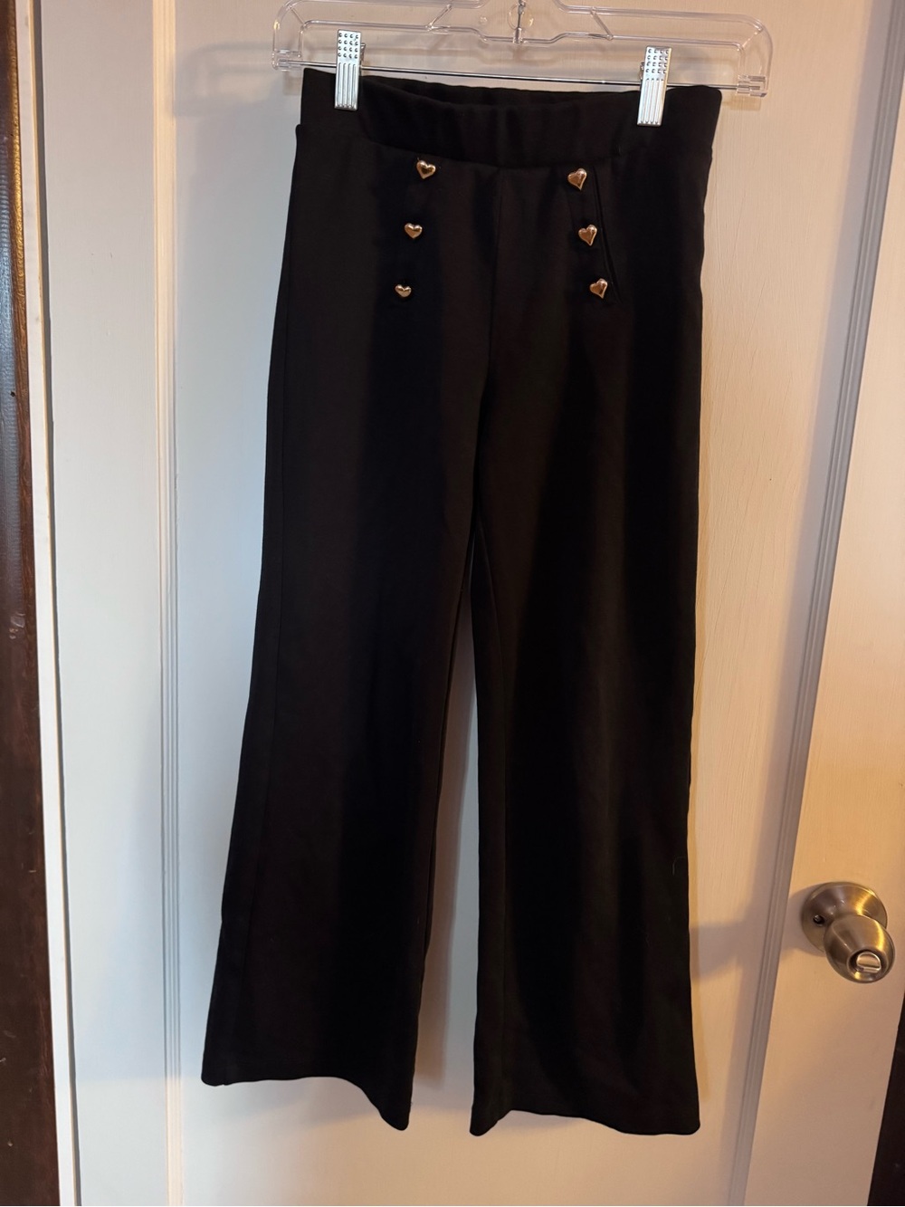 Old Navy Black Wide-Leg Pants with Gold Heart Buttons